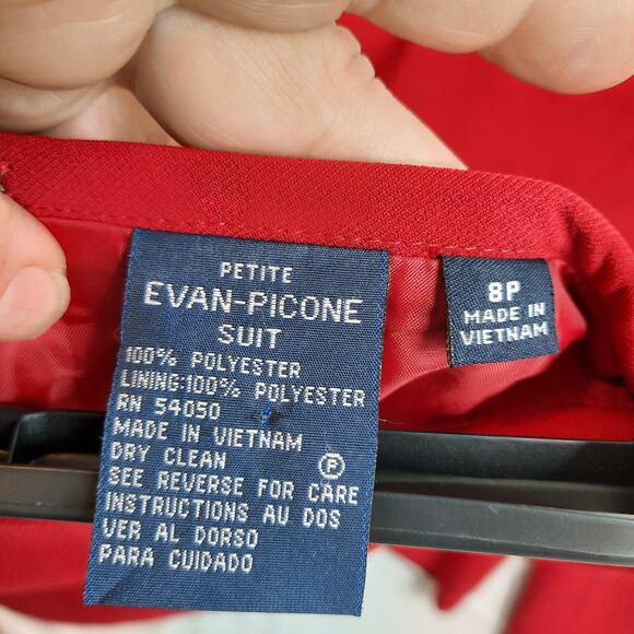 Evan-Picone 2 Piece Suit Blazer & Skirt Red Size 8P Work Career Professional - Picture 9 of 16